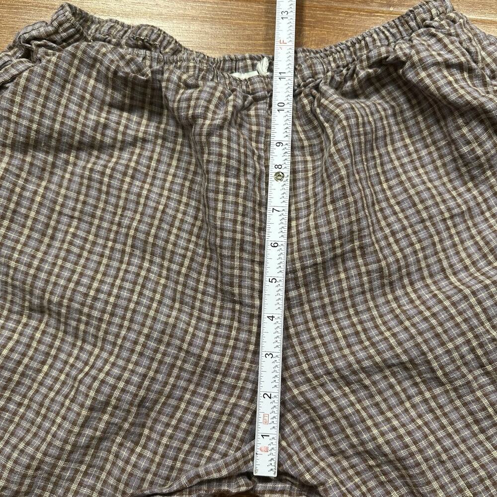 Deiji Studios Cropped Pants Womens M Purple Gray Brown Tartan Plaid 100% Linen - Picture 10 of 13